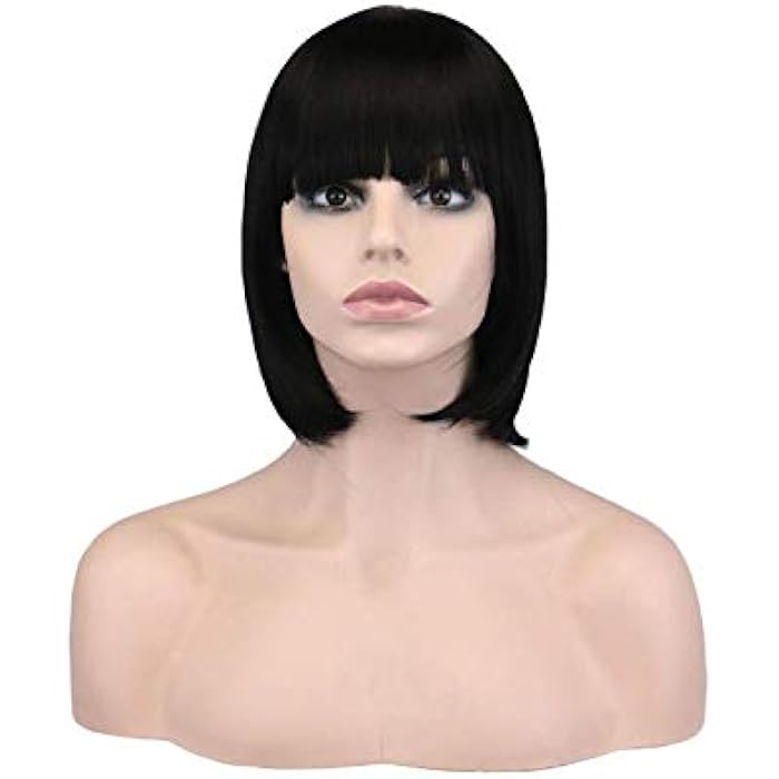 DILLARDS Short Straight Black Wig Women's Synthetic Hair Bob Natural All Match Wig Accessory - Image 2